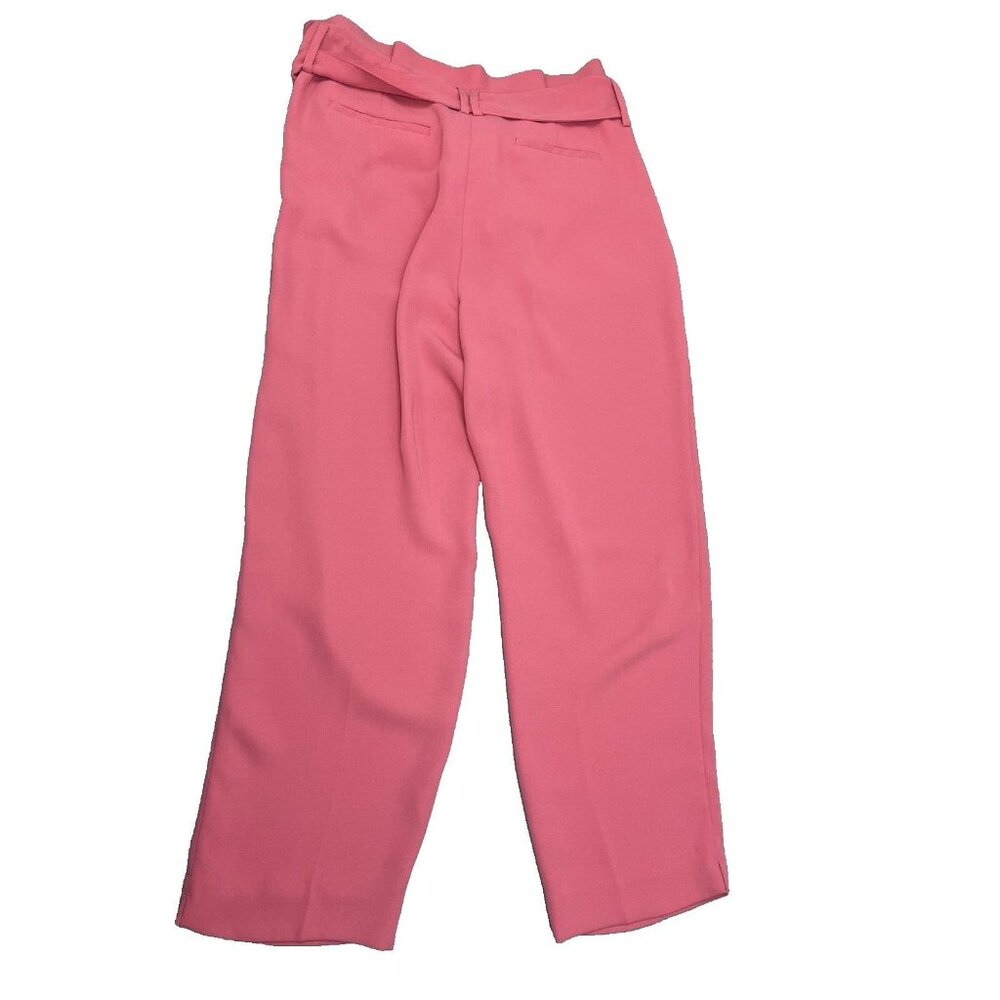 Boden Melina Pink Poppy Paperbag Pants Belted High Rise Straight Leg Size 10R - Picture 9 of 15